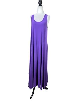 Violet Sleeveless Scoop Neck  jersey fabric stretchy Maxi Dress
